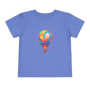 Blue toddler T-shirt with a colorful hot air balloon design