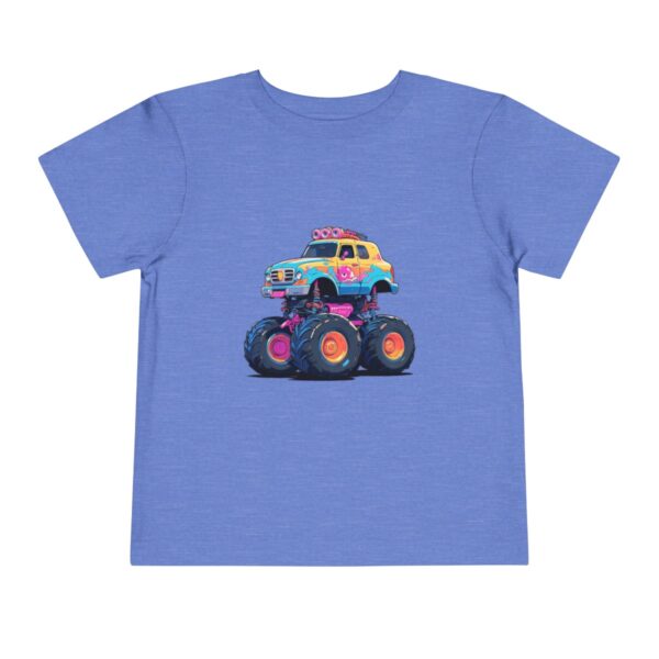 Toddler Short Sleeve Tee with colorful monster truck design