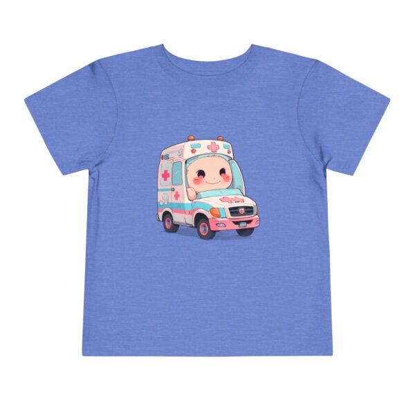 Toddler Short Sleeve Tee with cute paramedic in an ambulance design