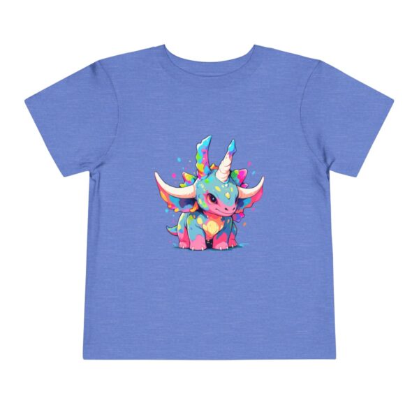 Blue toddler short sleeve tee with a colorful adorable triceratops design