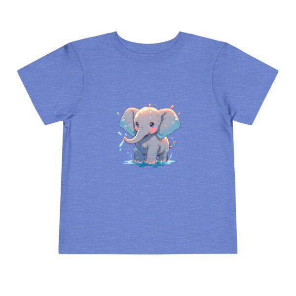 Toddler short sleeve tee with an adorable elephant design on a blue background