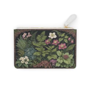 Botanical design with ferns and blooming hellebores on a Mini Clutch Bag.