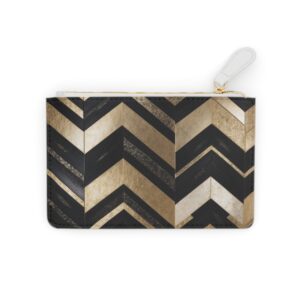 Elegant Mini Clutch Bag with Gold and Black Chevron Art Deco Design