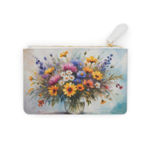 A bouquet of wildflowers arranged in an artful, impressionistic style on a Mini Clutch Bag.