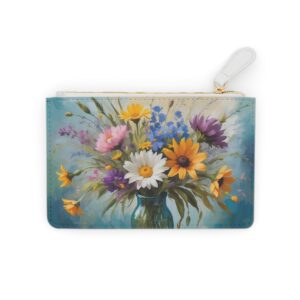 Artful bouquet of wildflowers in an impressionistic design on a Mini Clutch Bag.