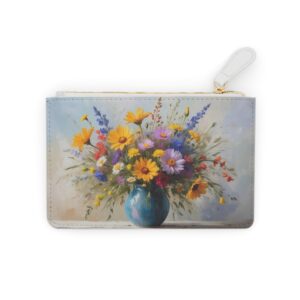 A bouquet of wildflowers arranged in an artful, impressionistic style on a Mini Clutch Bag.