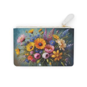 Artful bouquet of wildflowers in an impressionistic design on a Mini Clutch Bag.