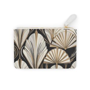 Elegant Mini Clutch Bag with Fan Shaped Black and Gold Art Deco Design