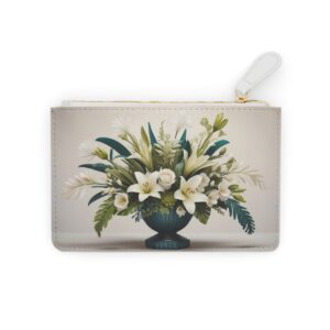 Elegant art deco floral arrangement with symmetrical design elements on a Mini Clutch Bag.