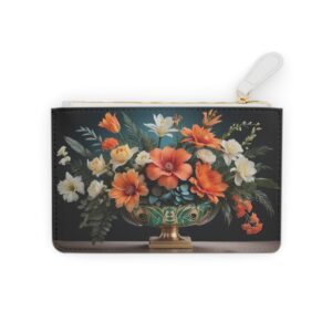 Stylish art deco floral arrangement with symmetrical design elements on a Mini Clutch Bag.