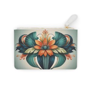 Elegant art deco floral arrangement with symmetrical design elements on a Mini Clutch Bag.