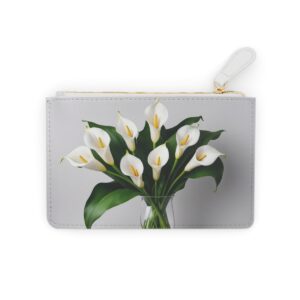 Mini Clutch Bag with Floral White Flower Pattern