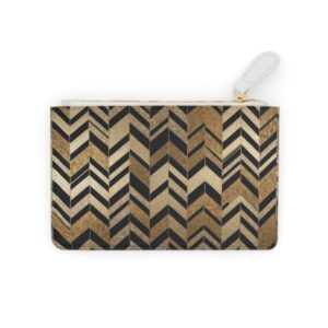 Stylish Mini Clutch Bag with Luxurious Gold and Black Chevron Design