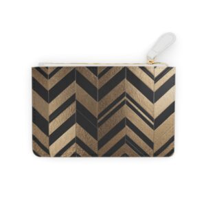 Elegant Mini Clutch Bag with Gold and Black Chevron Art Deco Design