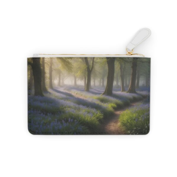 Serene garden of bluebells with a fresh dewy morning look on a Mini Clutch Bag.