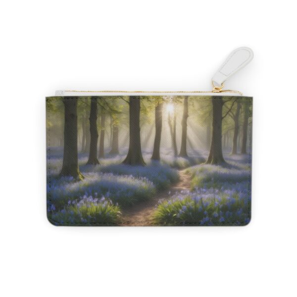 A garden of bluebells with a fresh, dewy morning look on a Mini Clutch Bag.