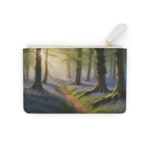 Serene garden of bluebells with a fresh dewy morning look on a Mini Clutch Bag.