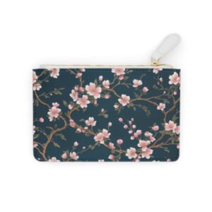 Cherry blossoms on a luxurious silk brocade background on a Mini Clutch Bag.