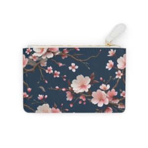 Cherry blossoms on a luxurious silk brocade background on a Mini Clutch Bag.