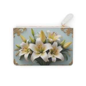 Mini clutch bag with lilies and golden filigree accents