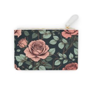 Mini clutch bag with Art Nouveau inspired vintage rose illustrations