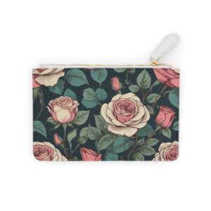 Mini clutch bag with vintage rose illustrations and Art Nouveau design