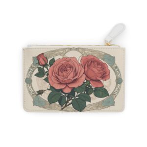 Mini clutch bag with Art Nouveau inspired vintage rose illustrations