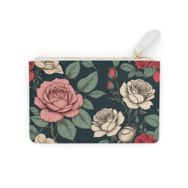 Mini clutch bag with vintage rose illustrations and a touch of Art Nouveau flair