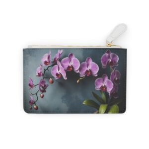 Mini clutch bag with cascading orchids and soft velvet textures