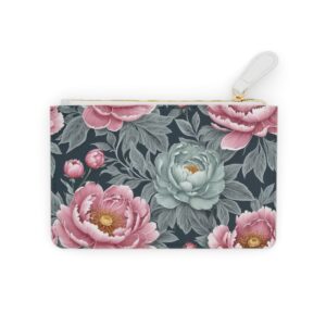 Mini clutch bag with elegant peony blossoms and lace details