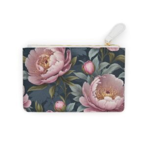 Mini clutch bag with intricate peony blossoms and elegant lace detailing