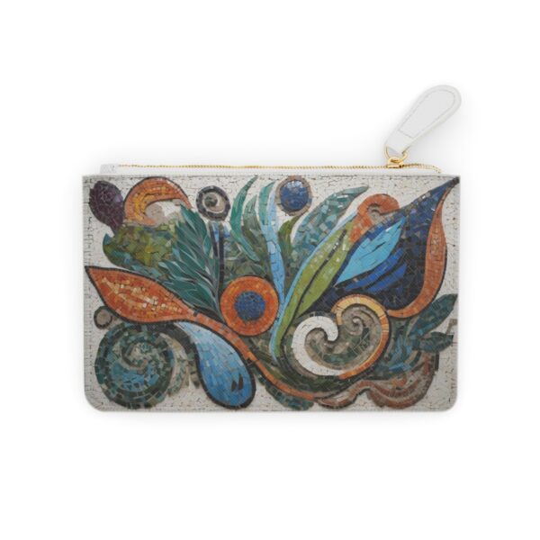 Mini clutch bag with abstract biomorphic mosaic celebrating nature