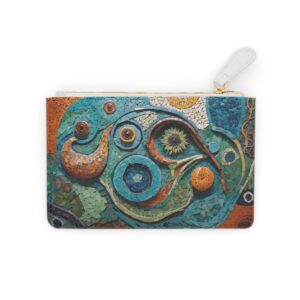 Mini clutch bag with abstract biomorphic mosaic celebrating nature