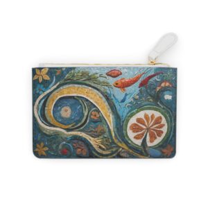 Mini clutch bag with biomorphic mosaic celebrating abstract nature