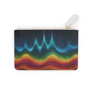 Mini clutch bag with dynamic soundwave mosaic visualizing music patterns