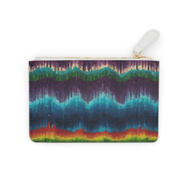 Mini clutch bag with vibrant soundwave mosaic design