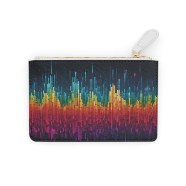 Mini clutch bag with dynamic soundwave mosaic visualizing music