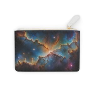 Mini clutch bag with cosmic clouds and star clusters in an interstellar mosaic