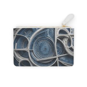 Mini clutch bag with abstract architectural blueprint design