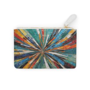 Mini clutch bag with abstract brushstrokes in vibrant colors