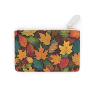 Mini clutch bag with autumn leaves in vibrant seasonal colors