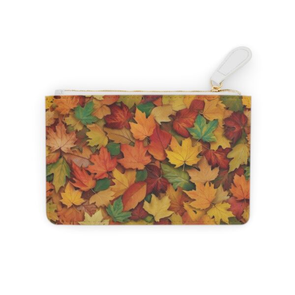 Mini clutch bag with a pattern of autumn leaves in vibrant colors