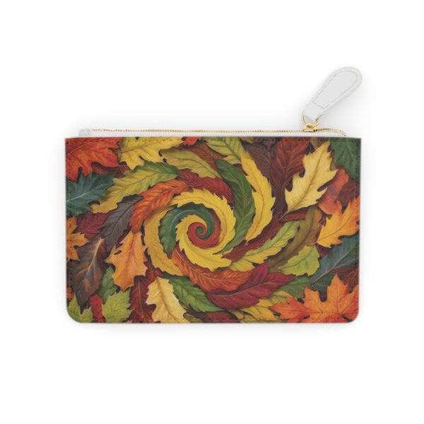 Mini clutch bag with a colorful swirl of autumn leaves