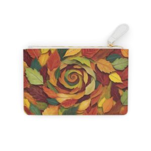 Mini clutch bag with a swirl of autumn leaves in vibrant colors