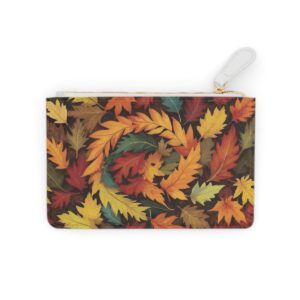 Mini clutch bag with autumn leaves in a swirl