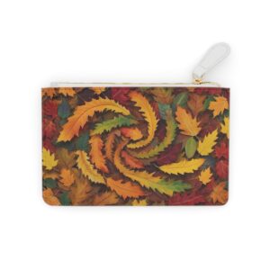 Mini clutch bag with a swirl of autumn leaves