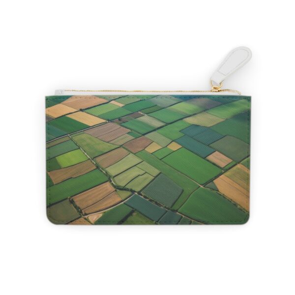 Aerial view of colorful farmlands on a mini clutch bag