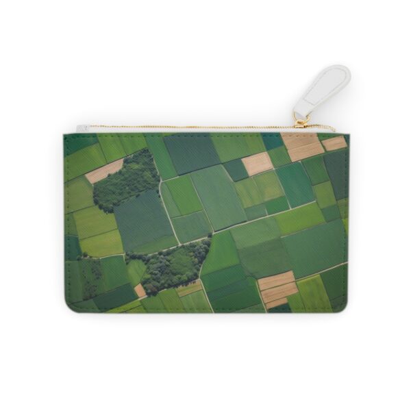 Aerial view of farmlands creating a natural, abstract mosaic on a mini clutch bag