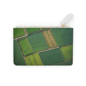 Aerial view of farmlands creating a natural, abstract mosaic on a mini clutch bag