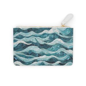 Abstract ocean waves design on a mini clutch bag